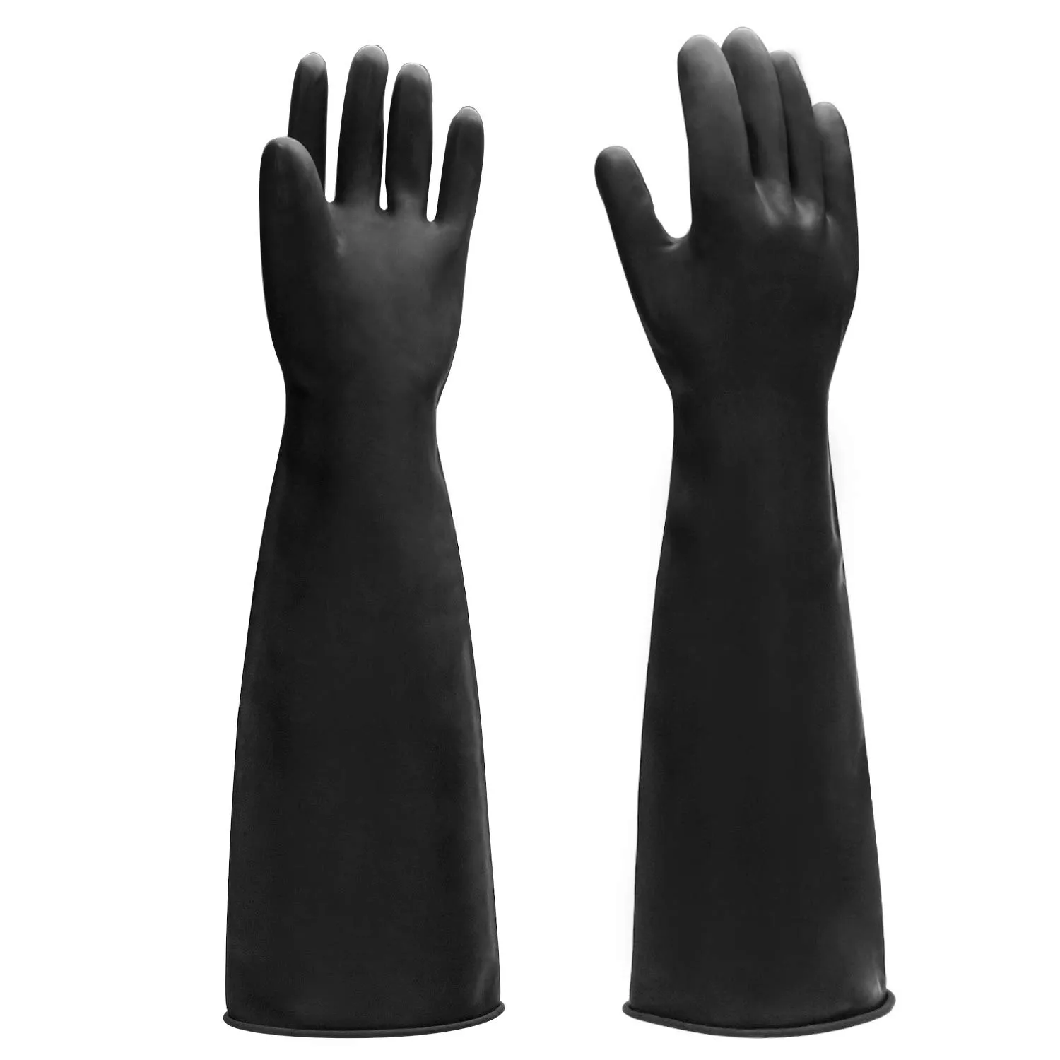 Black Rubber Gloves Extra Large, 22" Long Chemical Resistant Gloves, Waterproof Reusable Dishwashing Household Cleaning Safety Work Heavy Duty Industrial Rubber Glove, 1 Pair XXL