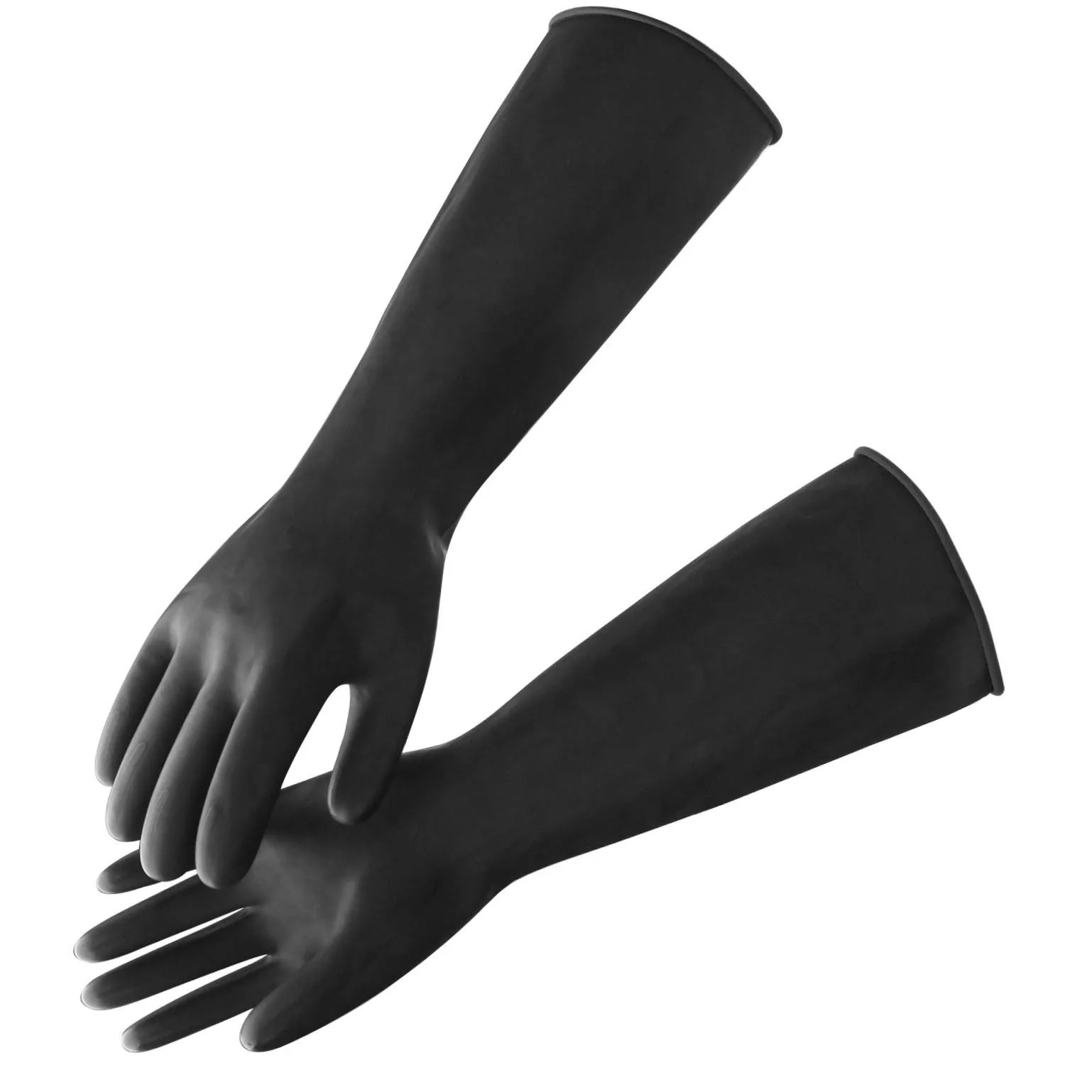 Black Rubber Gloves Extra Large, 22" Long Chemical Resistant Gloves, Waterproof Reusable Dishwashing Household Cleaning Safety Work Heavy Duty Industrial Rubber Glove, 1 Pair XXL