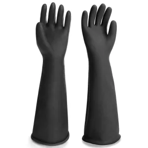Black Rubber Gloves Extra Large, 22" Long Chemical Resistant Gloves, Waterproof Reusable Dishwashing Household Cleaning Safety Work Heavy Duty Industrial Rubber Glove, 1 Pair XXL