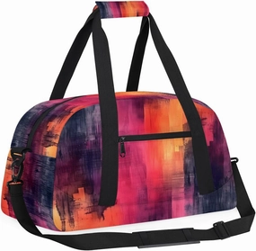 Black and Red Abstract Kids Overnighter Duffel Bags for Boys, Carry-On Size Sports Gym Bag with Front Zipper Pocket for School Practice or Overnight Travel Weekender Sleepover Tote Bag