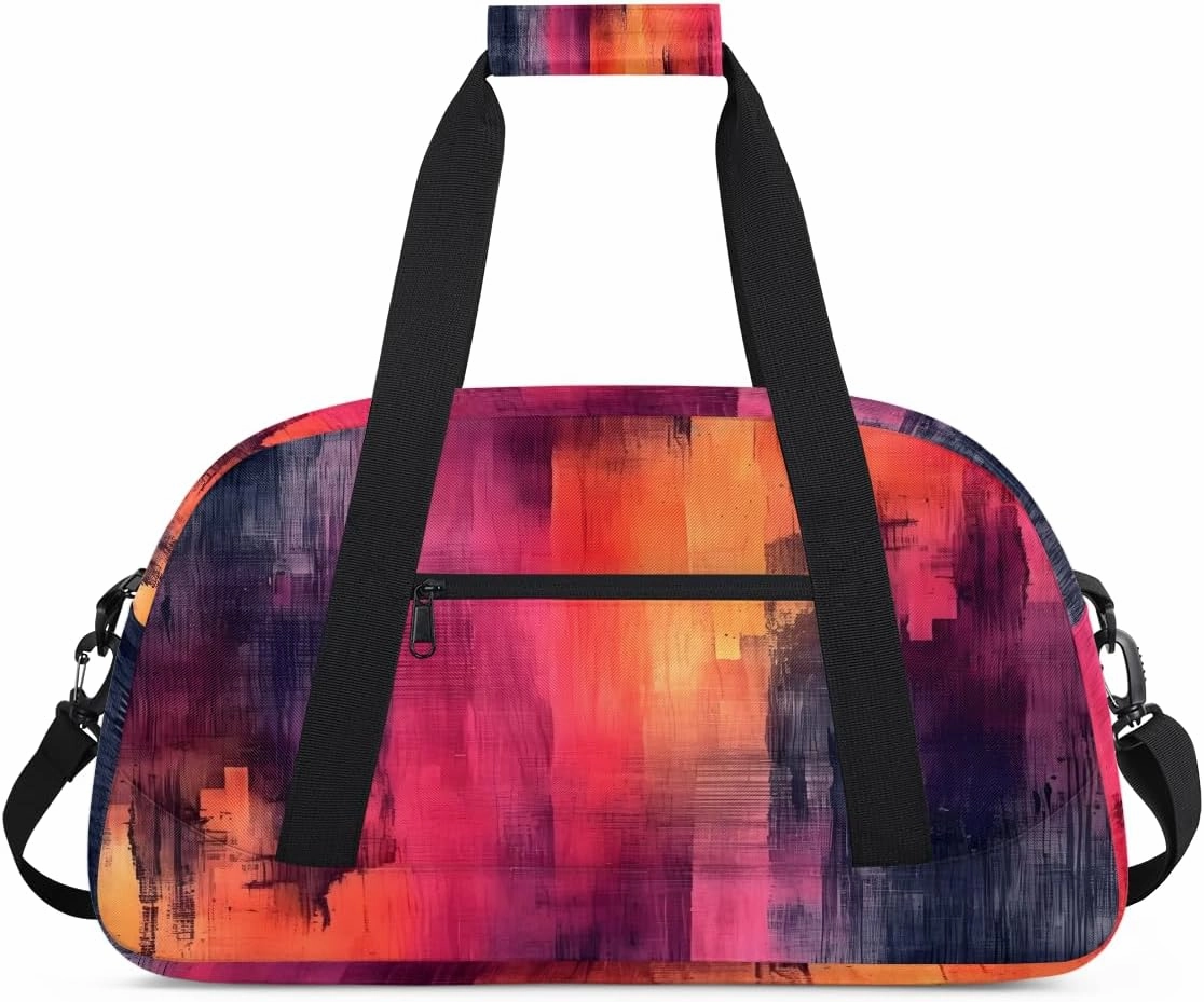 Black and Red Abstract Kids Overnighter Duffel Bags for Boys, Carry-On Size Sports Gym Bag with Front Zipper Pocket for School Practice or Overnight Travel Weekender Sleepover Tote Bag
