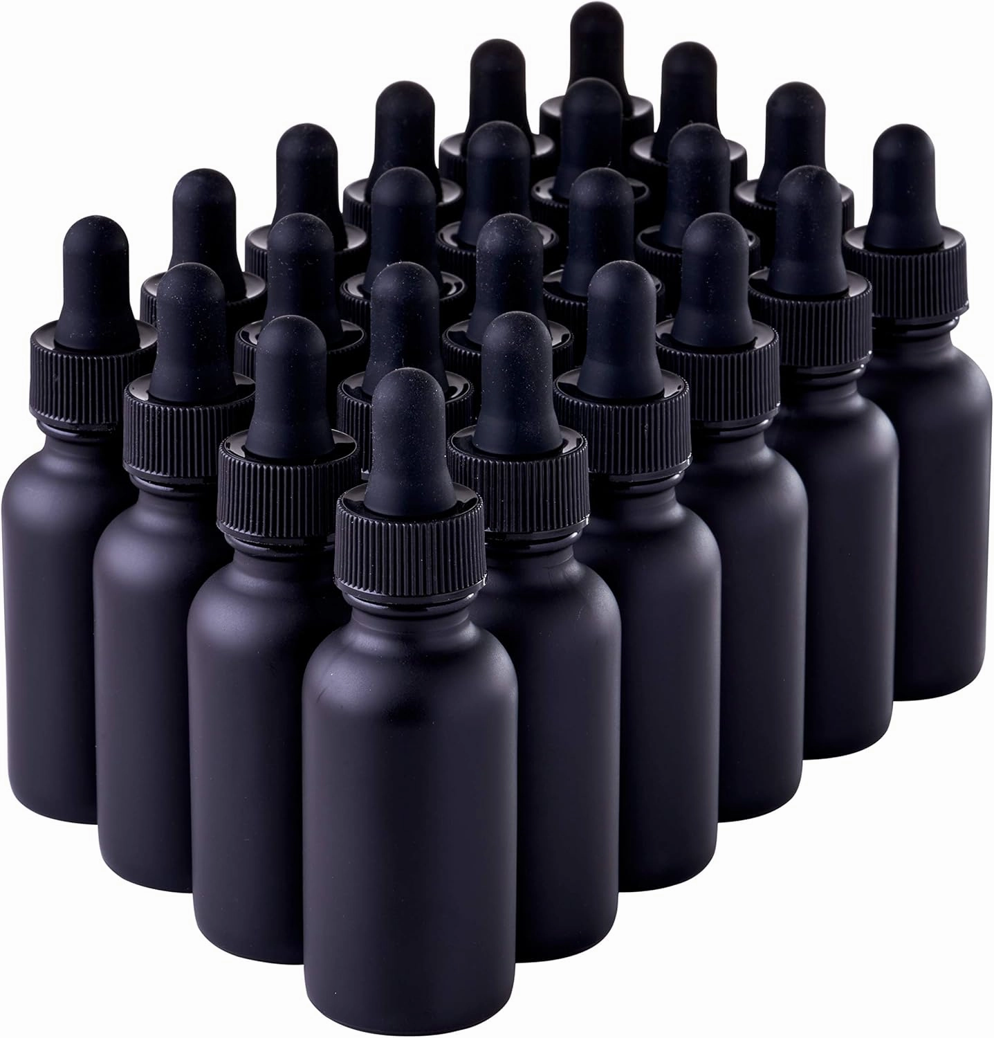 Black Boston Round 1 oz Dropper Bottles | Glass Dropper Bottles for Essential Oils & Aromatherapy | Travel Size 24 Pack