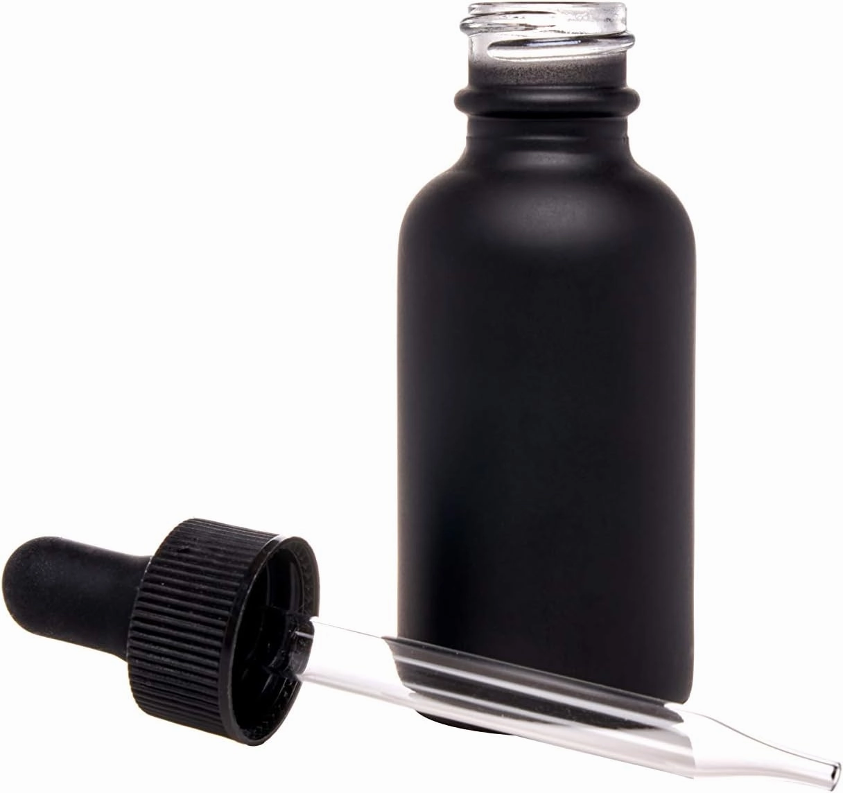 Black Boston Round 1 oz Dropper Bottles | Glass Dropper Bottles for Essential Oils & Aromatherapy | Travel Size 24 Pack