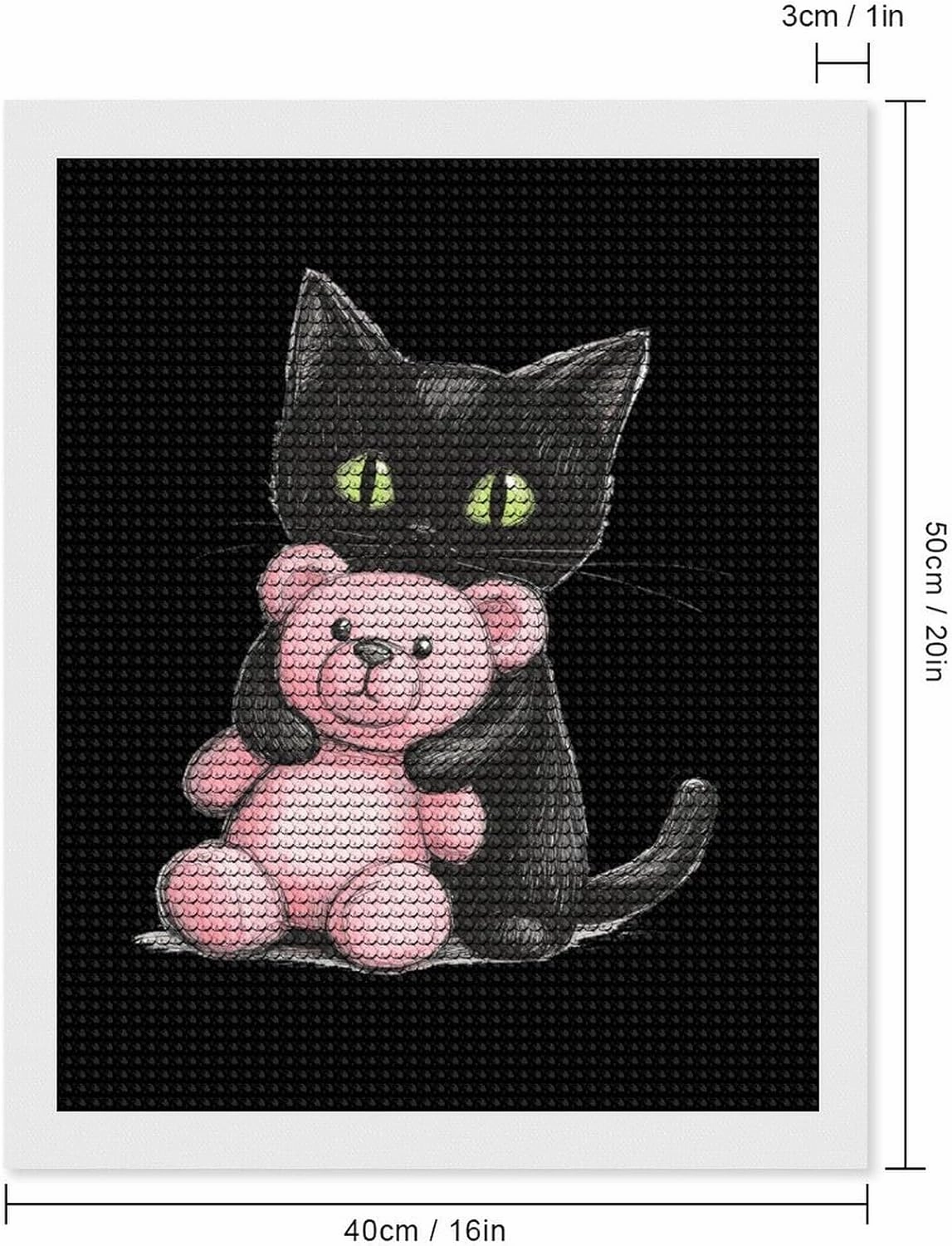 Black Cat Friend Teddy Bear Diamond Art Painting Kits Craft for Home Wall Decor for Adults DIY Gift 16"x20"