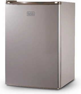 BLACK DECKER 2.5 Cu. Ft. Compact Refrigerator, ENERGY STAR Certified Small Refrigerator, Single Door Mini Fridge with Freezer, Personal Fridge for Home/Dorm Room, R600a Refrigerant, VCM Stainless Look