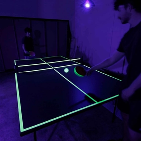 Blacklight Ping Pong Set, Glow in The Dark Table Tennis, UV Floodlight, Neon, Ceiling Attachment