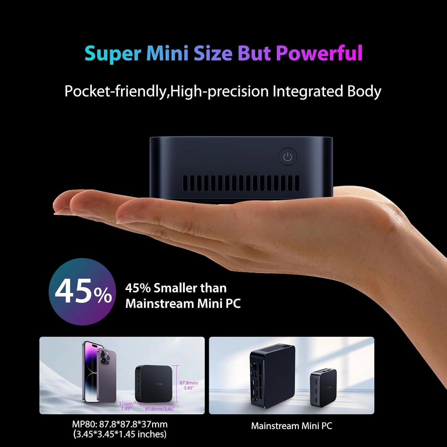 Blackview MP80 Mini PC 16GB DDR5 RAM 512GB SSD, Mini Gaming PC with Processor Intel N97(Beat N100/N95, up to 3.6GHz), Mini Computer 4K HD Dual HDMI Gigabit Ethernet, VESA/Home/Business