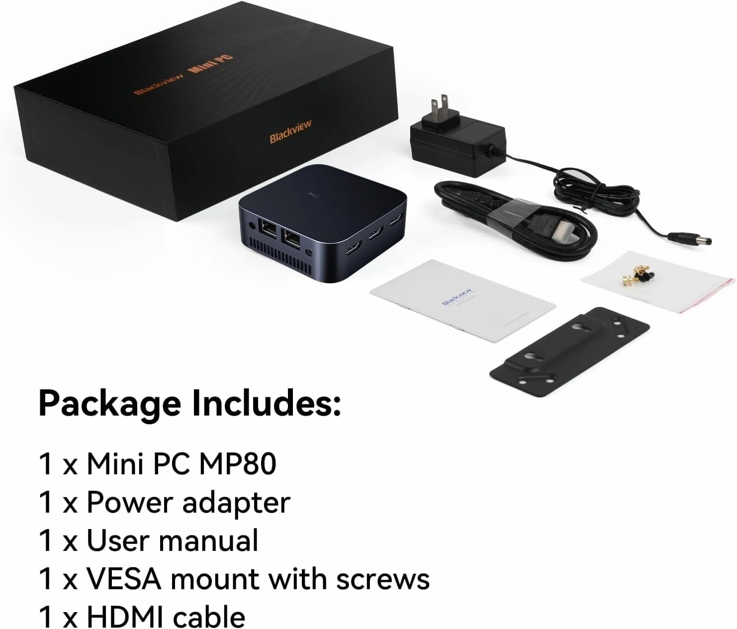 Blackview MP80 Mini PC 16GB DDR5 RAM 512GB SSD, Mini Gaming PC with Processor Intel N97(Beat N100/N95, up to 3.6GHz), Mini Computer 4K HD Dual HDMI Gigabit Ethernet, VESA/Home/Business