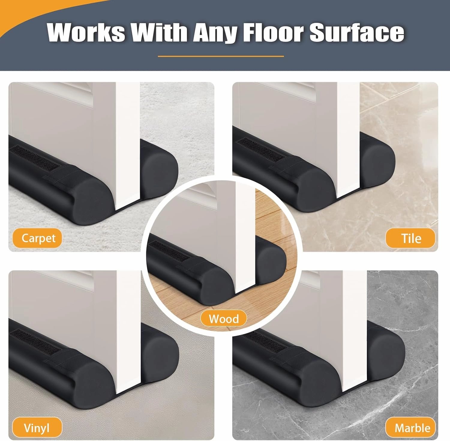 BlissTrends Door Draft Stopper Covers Gaps up to 2", Draft Stopper for Bottom of Door Soundproof, Windproof, Dustproof, Block Light, Insect Resistant, Under Door Draft Stopper 36 Inch (Black)