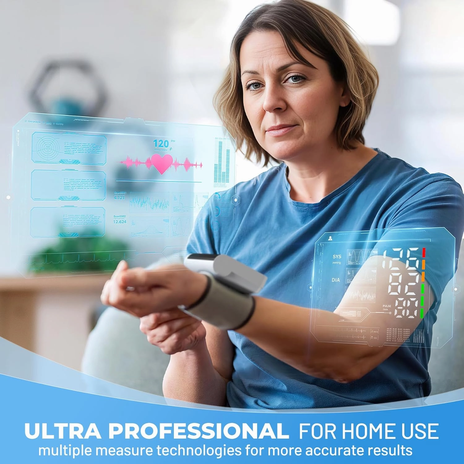 Blood Pressure Monitor Wrist Automatic Digital Machine LED Large Screen Display for Home Use 2 Users*120 Memory with Portable Storage Bag