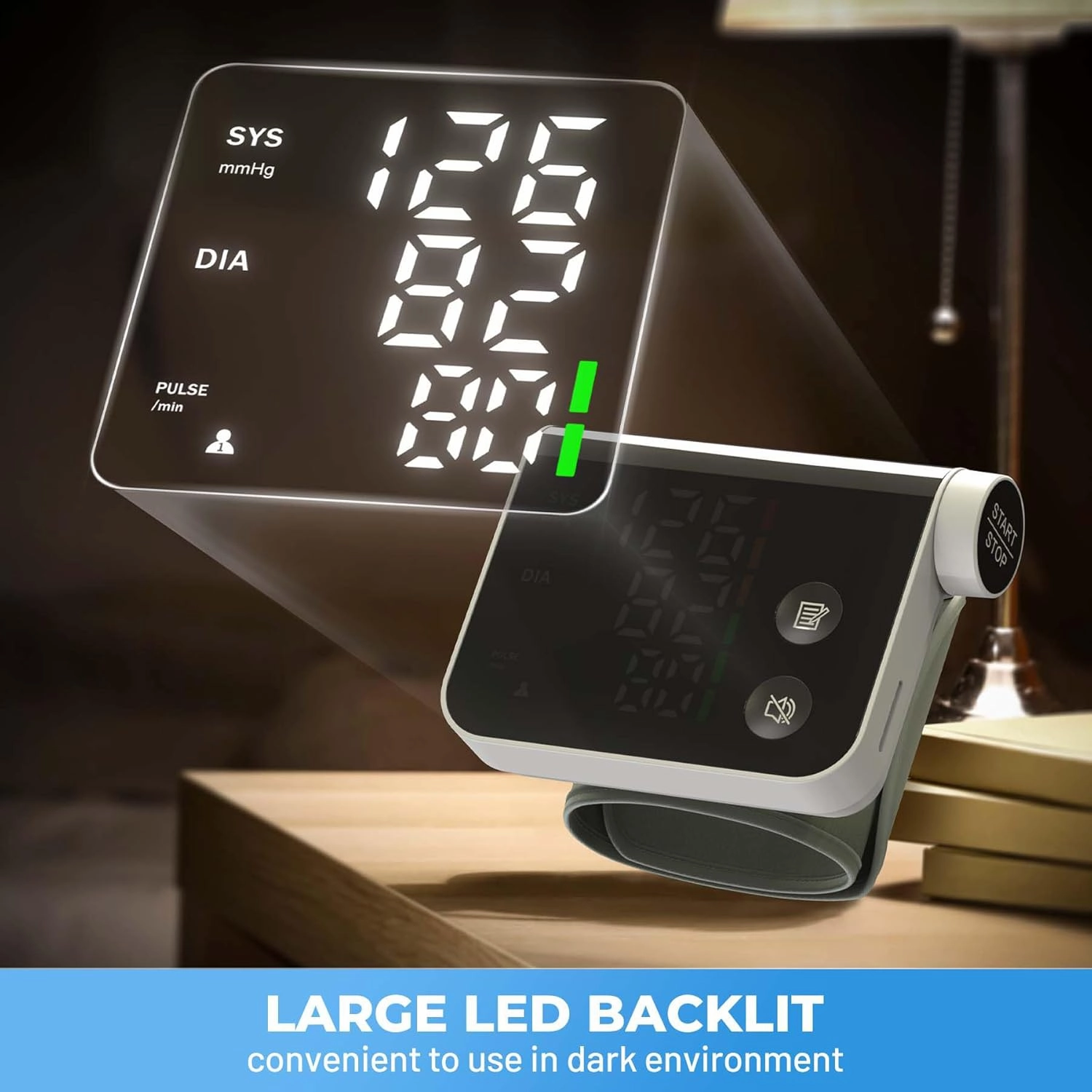 Blood Pressure Monitor Wrist Automatic Digital Machine LED Large Screen Display for Home Use 2 Users*120 Memory with Portable Storage Bag