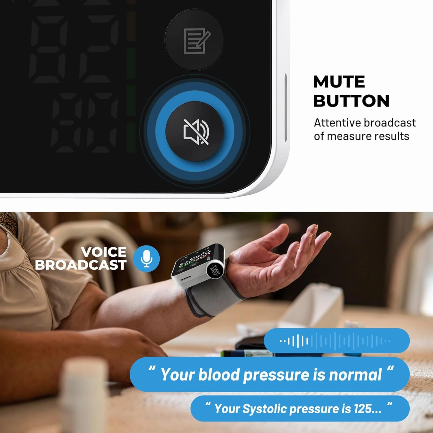 Blood Pressure Monitor Wrist Automatic Digital Machine LED Large Screen Display for Home Use 2 Users*120 Memory with Portable Storage Bag