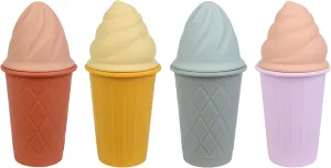 BLUE GINKGO Ice Cream Sand Toys - Silicone Beach Toy Ice Cream Set of 4 | Easy Clean, Travel-Friendly | Sand, Bath, Beach Toys for Toddlers and Children (Sunsoaked Multi Pack)