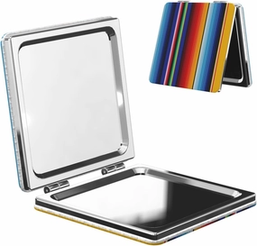 Blue Mexican Stripes Women Small Pocket Makeup Mirror Compact Portable Folding Handheld Makeup Mirror