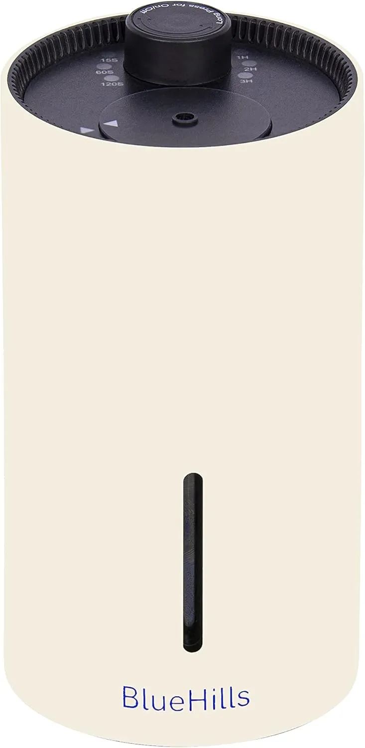 BlueHills Waterless Essential Oil Diffuser USB Travel Cordless Aroma Large Room Portable Battery-Operated Rechargeable Car Home Hotel Long Runtime Compact Premium Wireless Mini Diffuser – J05 Beige
