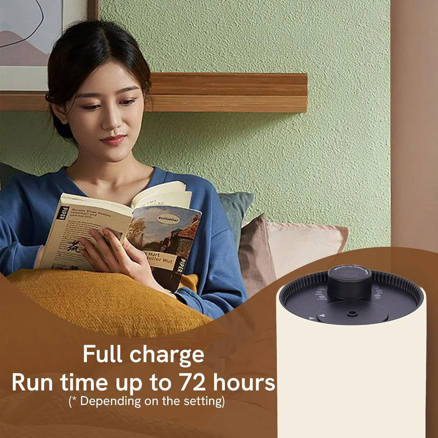 BlueHills Waterless Essential Oil Diffuser USB Travel Cordless Aroma Large Room Portable Battery-Operated Rechargeable Car Home Hotel Long Runtime Compact Premium Wireless Mini Diffuser – J05 Beige