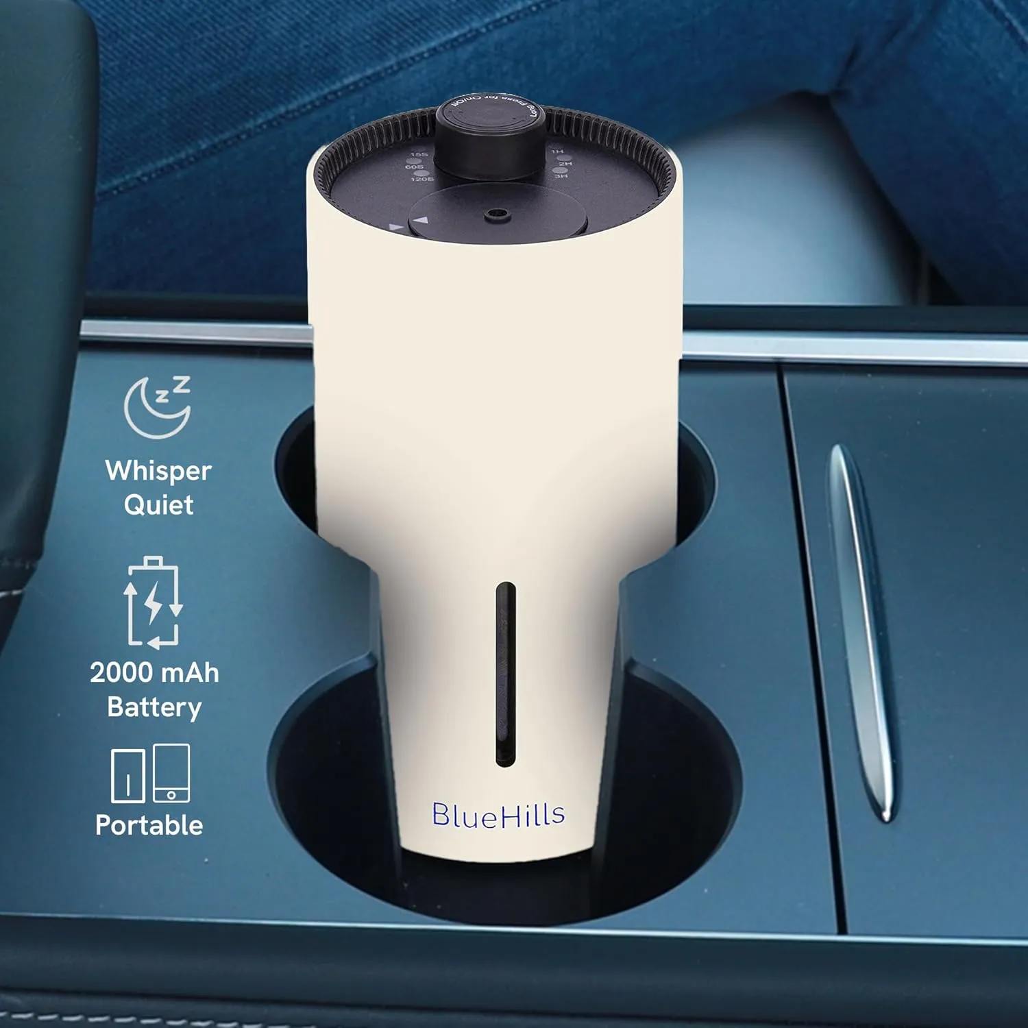 BlueHills Waterless Essential Oil Diffuser USB Travel Cordless Aroma Large Room Portable Battery-Operated Rechargeable Car Home Hotel Long Runtime Compact Premium Wireless Mini Diffuser – J05 Beige