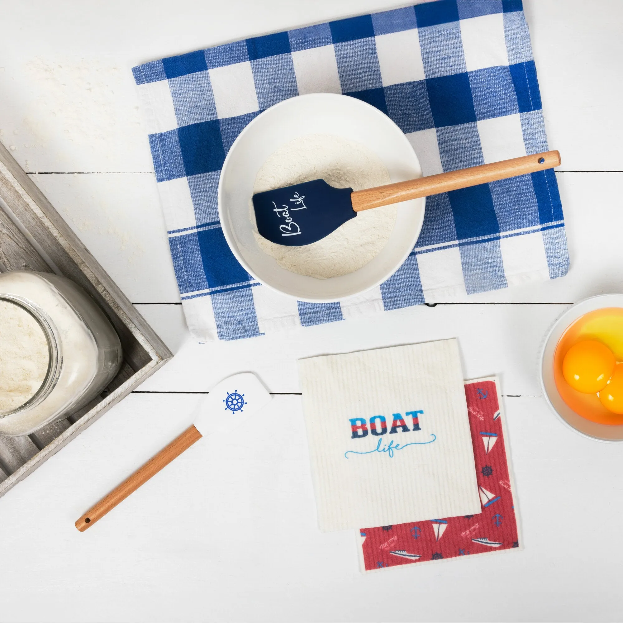 Boat Life Spatula and Reusable Dish Cloth Set (2 of Each)