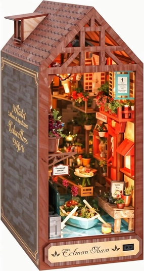 Book Nook Kits for Adults, DIY Miniature House Kit, Teens and Beginners, Dollhouse Booknook Tiny House Bookshelf Decor 3D Wooden Puzzle, Gifts for Family, Friends