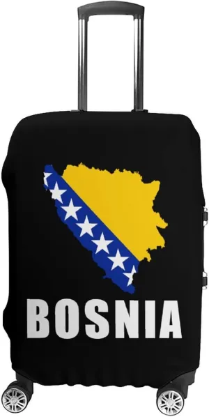 Bosnia and Herzegovina Map Flag Unisex Luggage Cover Washable Travel Suitcase Case Anti-Scratch Baggage Protector