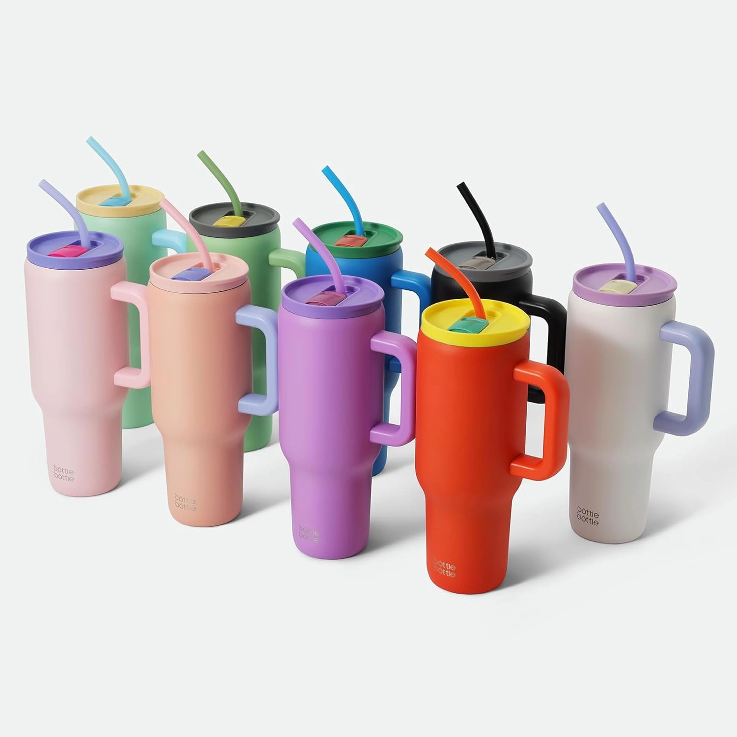 BOTTLE BOTTLE 40 oz Tumbler with Handle and Straw,Stainless Steel Vacuum Travel Mug,Car Cup with Straw, Stainless Steel Vacuum water bottle for Gifts Party Office Coffee (orange ocean)