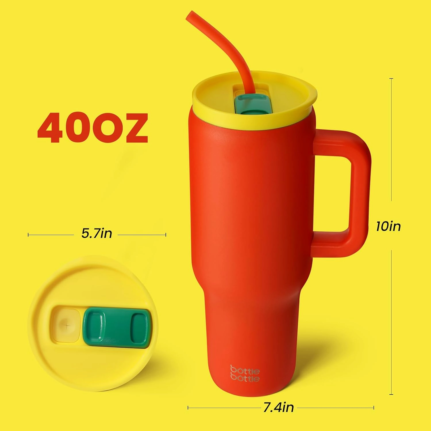 BOTTLE BOTTLE 40 oz Tumbler with Handle and Straw,Stainless Steel Vacuum Travel Mug,Car Cup with Straw, Stainless Steel Vacuum water bottle for Gifts Party Office Coffee (orange ocean)