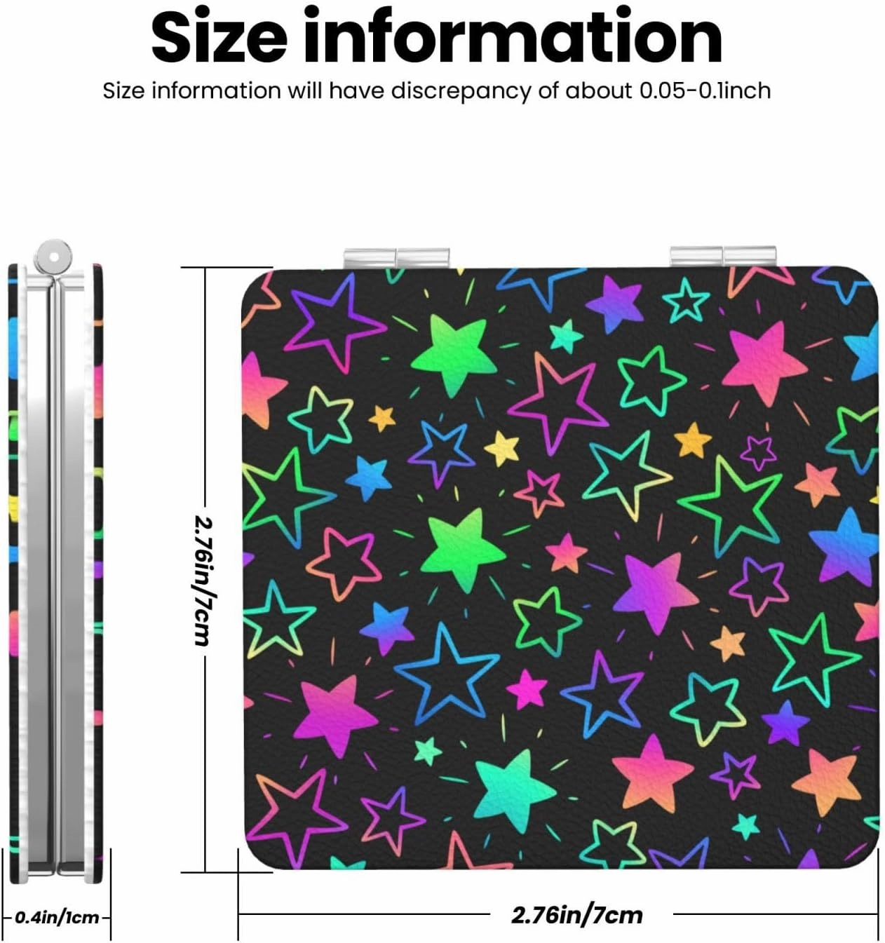 Bright Neon Stars Mini Makeup Mirror Portable Pocket Cosmetic Mirror Folding Compact Mirror