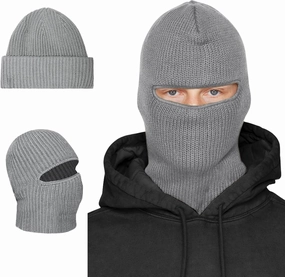 BROKIG Skull Cap 2 in 1 Black Balaclava Ski Mask Winter Balaclava Mask Warm Face Mask and Beanie Hats for Men Headwear