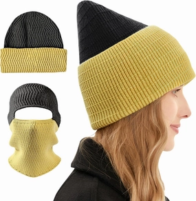 BROKIG Skull Cap 2 in 1 Black Balaclava Ski Mask Winter Balaclava Mask Warm Face Mask and Beanie Hats for Men Headwear