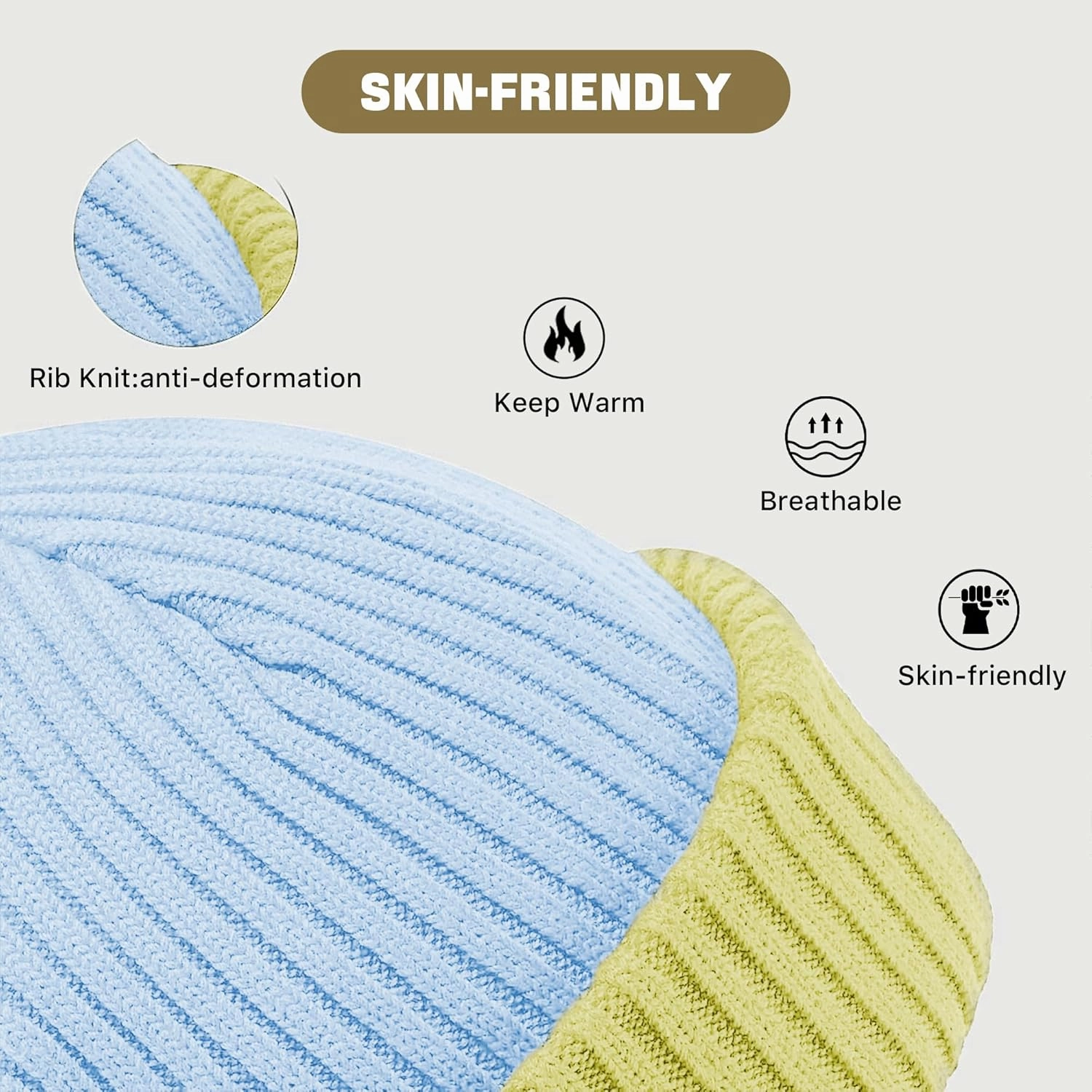 BROKIG Skull Cap 2 in 1 Black Balaclava Ski Mask Winter Balaclava Mask Warm Face Mask and Beanie Hats for Men Headwear