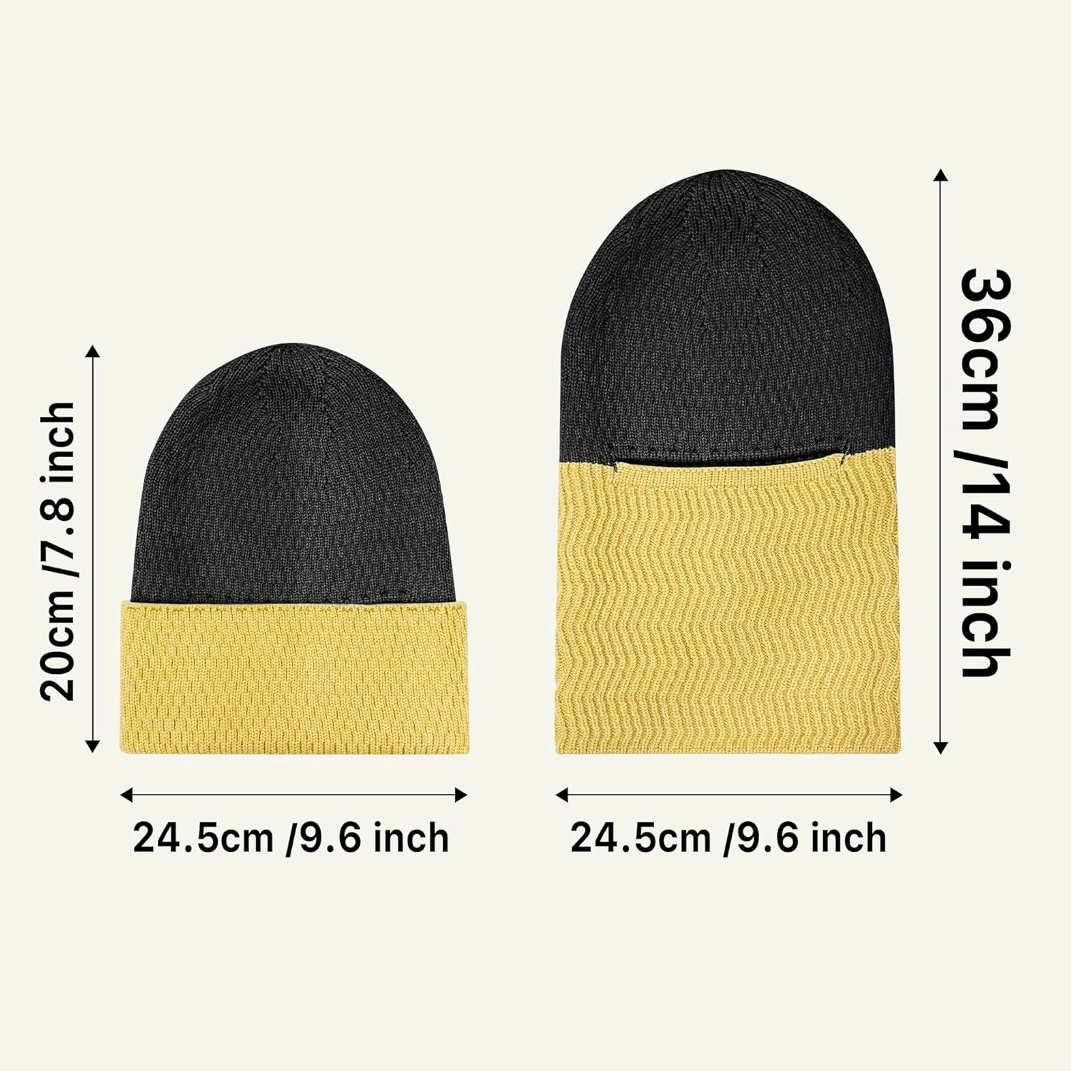 BROKIG Skull Cap 2 in 1 Black Balaclava Ski Mask Winter Balaclava Mask Warm Face Mask and Beanie Hats for Men Headwear