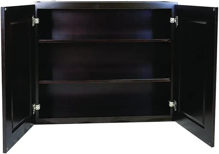 Brookings Shaker Fully Assembled Wall Kitchen Cabinet W2436, 24 W x 12 D x 36 H, Brown, Solid Wood, Design House, 569004
