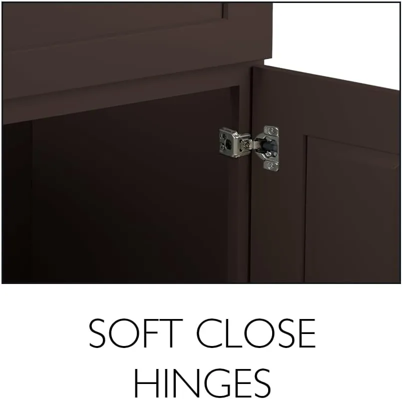 Brookings Shaker Fully Assembled Wall Kitchen Cabinet W2436, 24 W x 12 D x 36 H, Brown, Solid Wood, Design House, 569004
