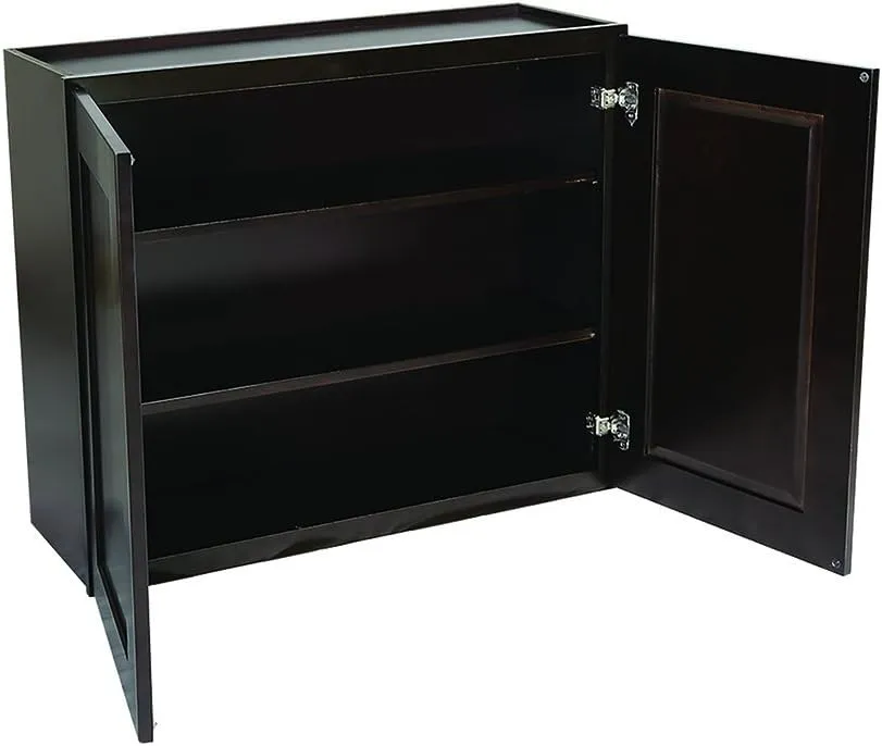 Brookings Shaker Fully Assembled Wall Kitchen Cabinet W2436, 24 W x 12 D x 36 H, Brown, Solid Wood, Design House, 569004