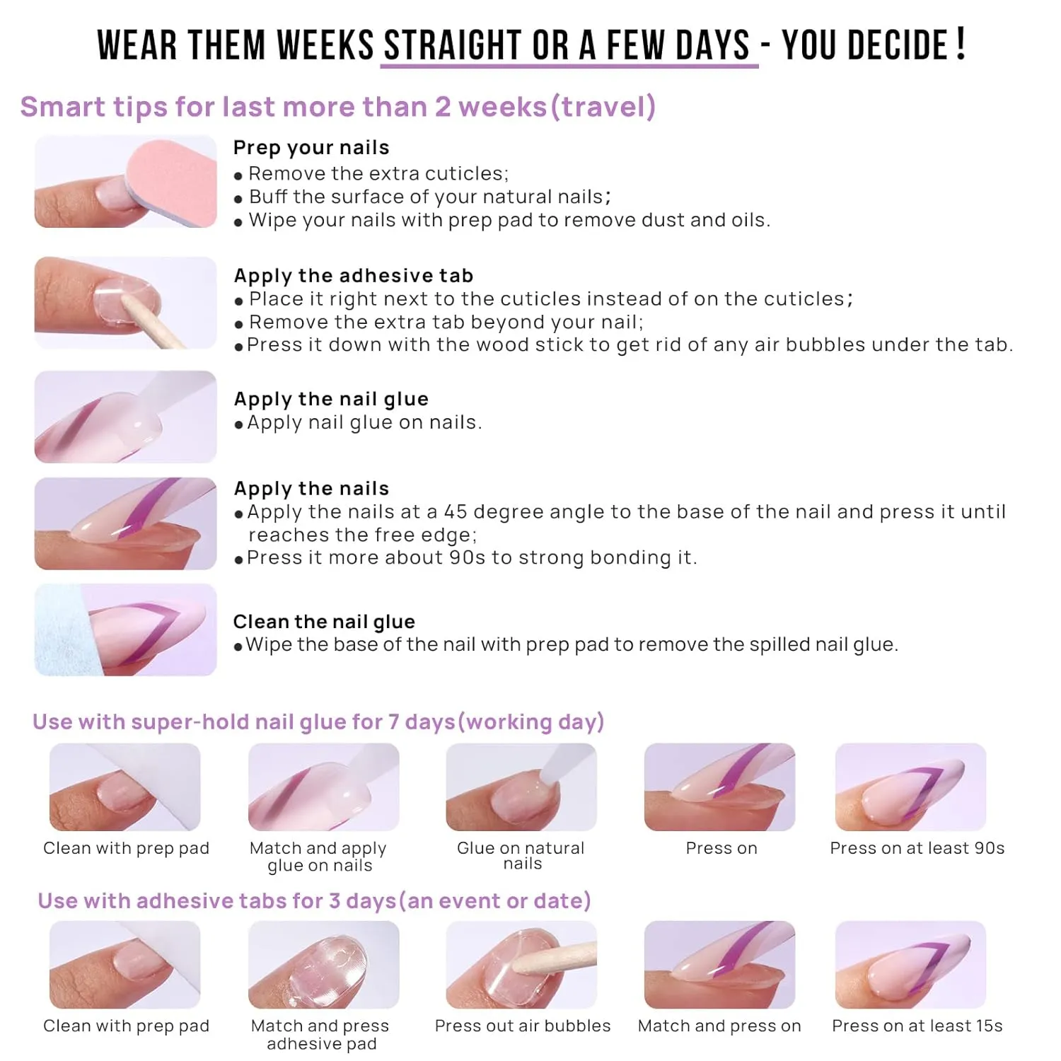 BTArtbox Short Almond Press On Nails - Aurora French Tip, Spring Glue On for Gifts, Natural Stick On in 16 Sizes - 30 Fake Nails Kit, Athena