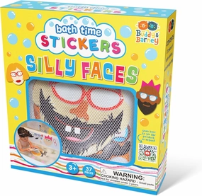 Buddy & Barney: Silly Faces Bath Time Stickers - 36 Reusable Foam Stickers & Mesh Storage Bag, Mix & Match, Fun Tub & Water Toy, Toddlers & Kids Age 3 
