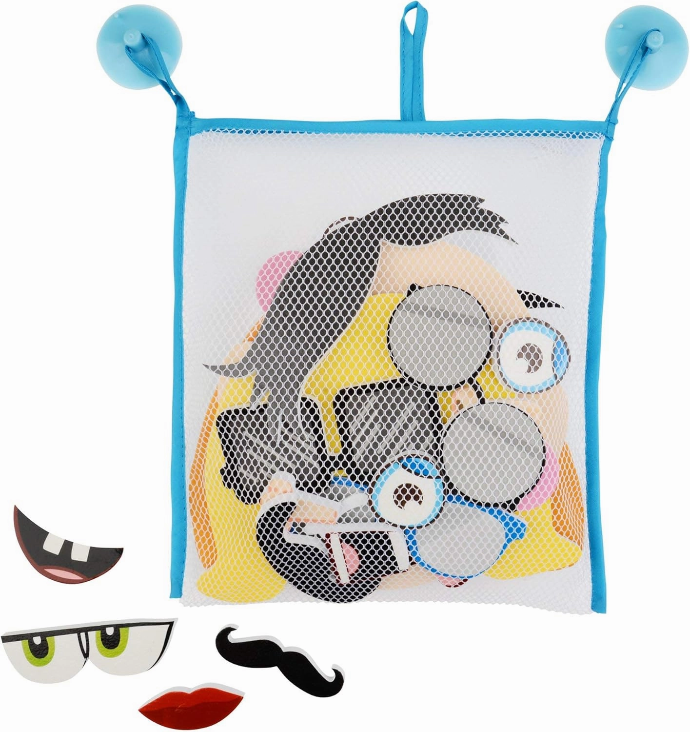 Buddy & Barney: Silly Faces Bath Time Stickers - 36 Reusable Foam Stickers & Mesh Storage Bag, Mix & Match, Fun Tub & Water Toy, Toddlers & Kids Age 3 