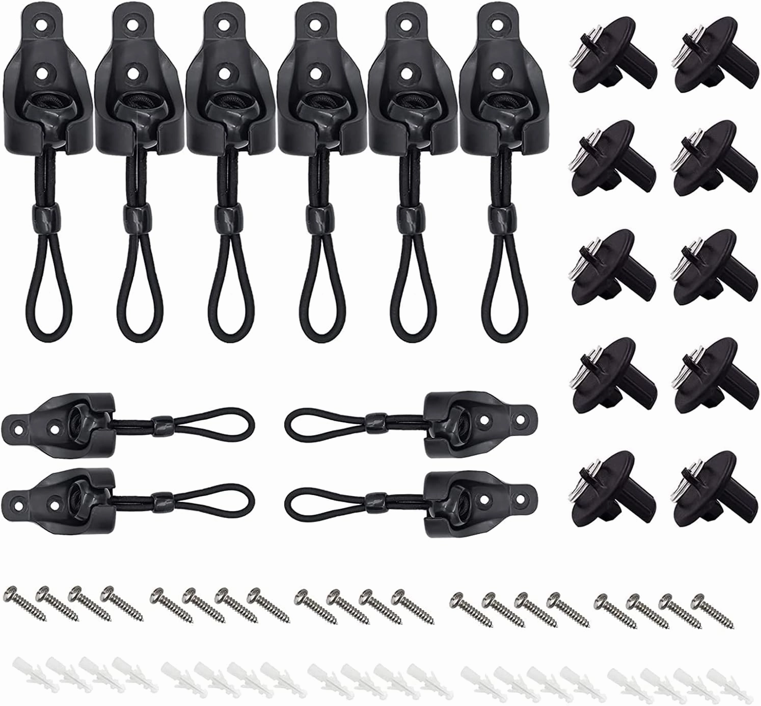 Bungee kit 5 Pieces with Pull Ring end Cover, General Replacement of Outdoor Roller Shutter Door/Indoor Roller Shutter Door (Black)