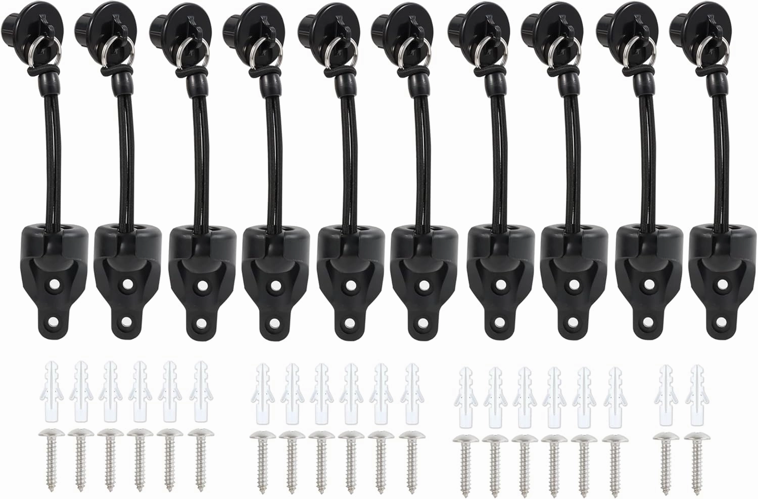 Bungee kit 5 Pieces with Pull Ring end Cover, General Replacement of Outdoor Roller Shutter Door/Indoor Roller Shutter Door (Black)