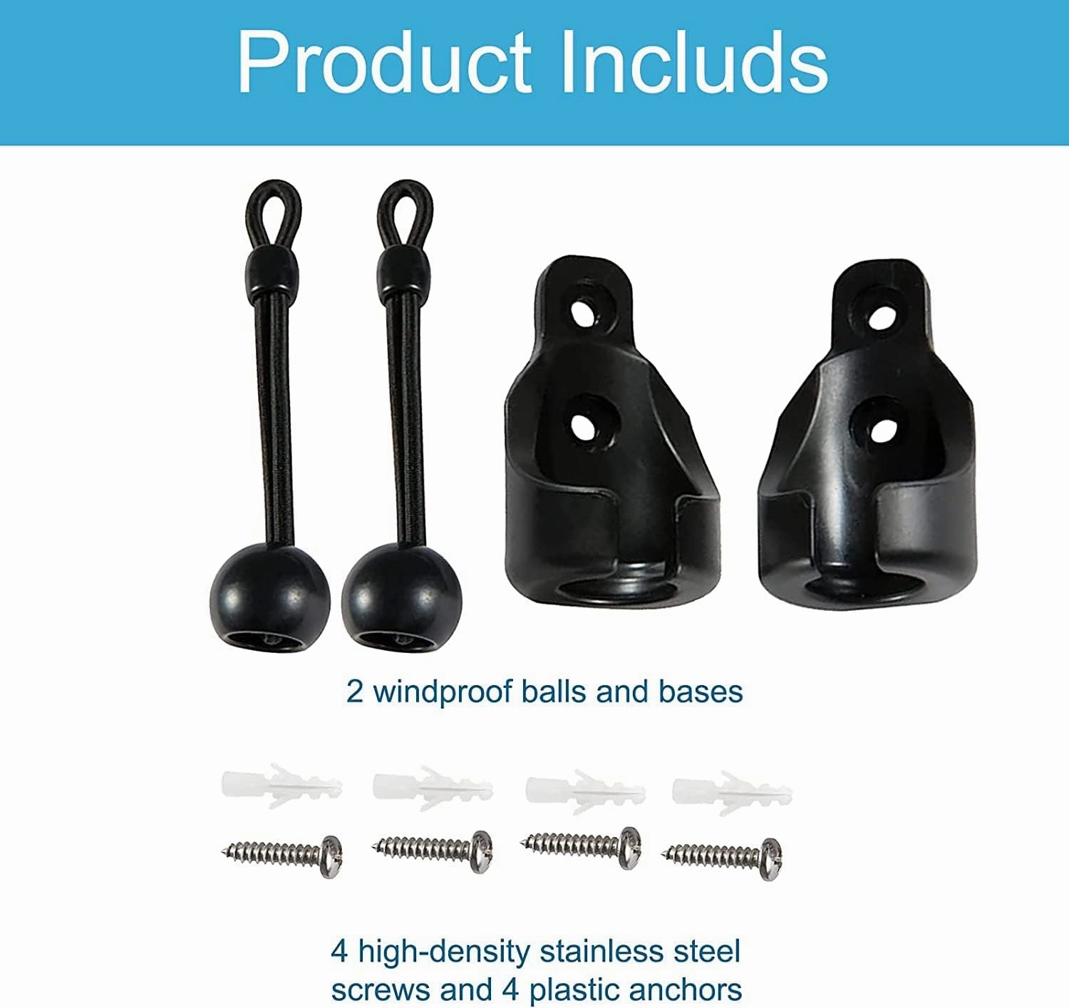 Bungee kit 5 Pieces with Pull Ring end Cover, General Replacement of Outdoor Roller Shutter Door/Indoor Roller Shutter Door (Black)
