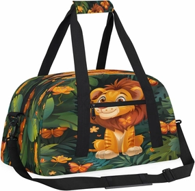 Butterfly Tiger Kids Overnighter Duffel Bags for Boys, Carry-On Size Sports Gym Bag with Front Zipper Pocket for School Practice or Overnight Travel Weekender Sleepover Tote Bag
