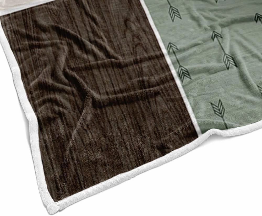 Cabin Retro Rustic Lodge Flannel Throw Blankets, Bear Deer Country Hunting Wild Animal Cozy Warm Bed Couch Blanket, White Fleece Flannel Throws to Decorate The Room and Bedroom Camping Travel