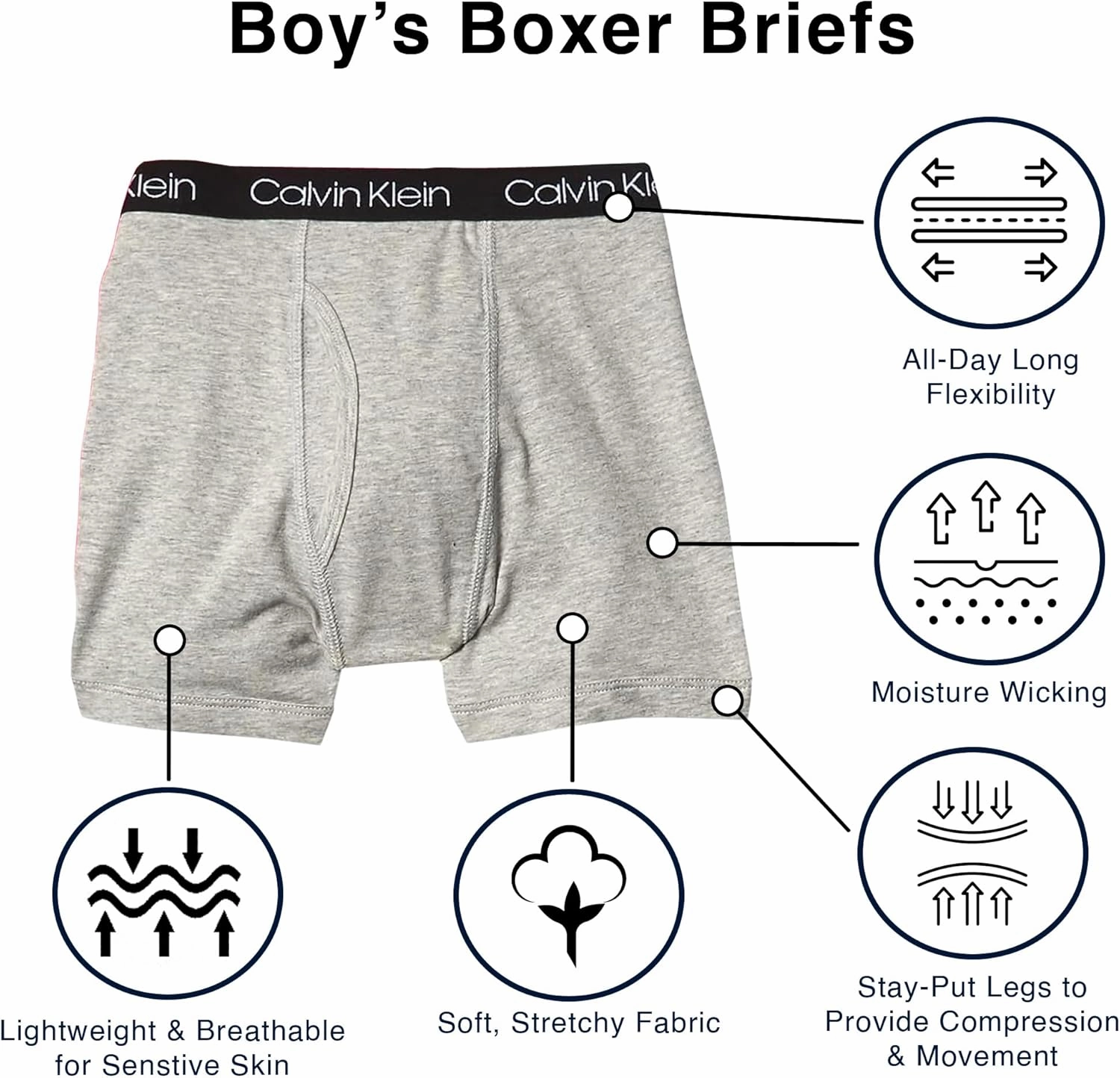 Calvin Klein Boys' Modern Cotton Boxer Briefs (5 Pack)