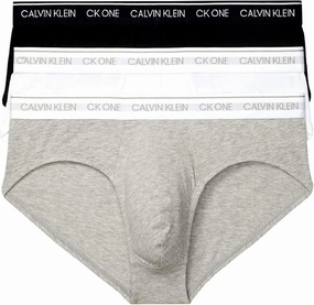 Calvin Klein Men's Underwear CK One Cotton Hip Briefs, Black/Grey Heather/White, L