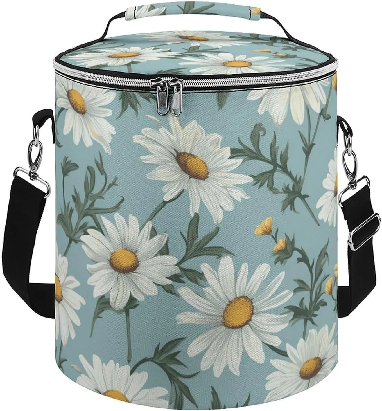 Camping Cooler Bag, Daisy Print Portable Ice Pack Outdoor Cooler Bag Picnic Cooler Bag Foldable Cooler Bag, style