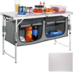 Camping Table Camping Kitchen Table, Quick Set-up Folding Camping Table MDF Camping Table for Outdoor Picnics BBQs Camping RV Traveling Beach Picnic