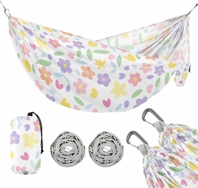 Camping Hammock Outdoor Hammocks for Outside Cute Flowers Beach Trees Portable Lightweight with Pockets Tree Straps Indoor