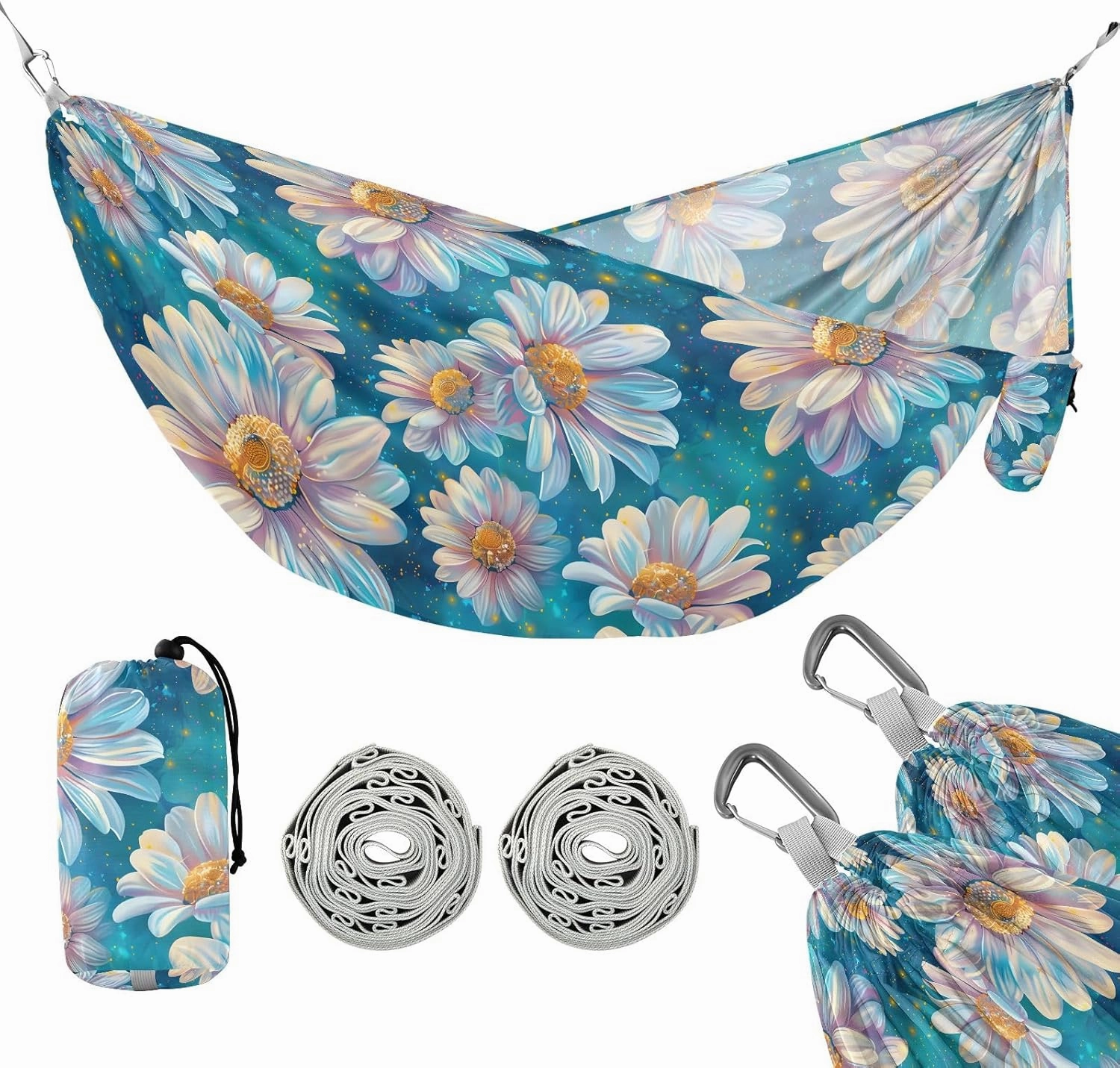 Camping Hammock Outdoor Hammocks for Outside Dreamy Daisy Beach Trees Portable Lightweight with Pockets Tree Straps Indoor Small
