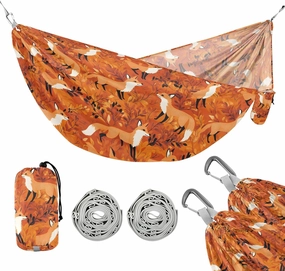 Camping Hammock Outdoor Hammocks for Outside Fox Orange Beach Trees Portable Lightweight with Pockets Tree Straps Indoor