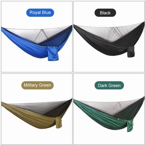 Camping Tent 290 x 140cm Outdoor Hammock Swing with Integrated Mosquito Curtain Bugs Net Extension Straps Clips Ground Rope Ground Nails (Color : Blac